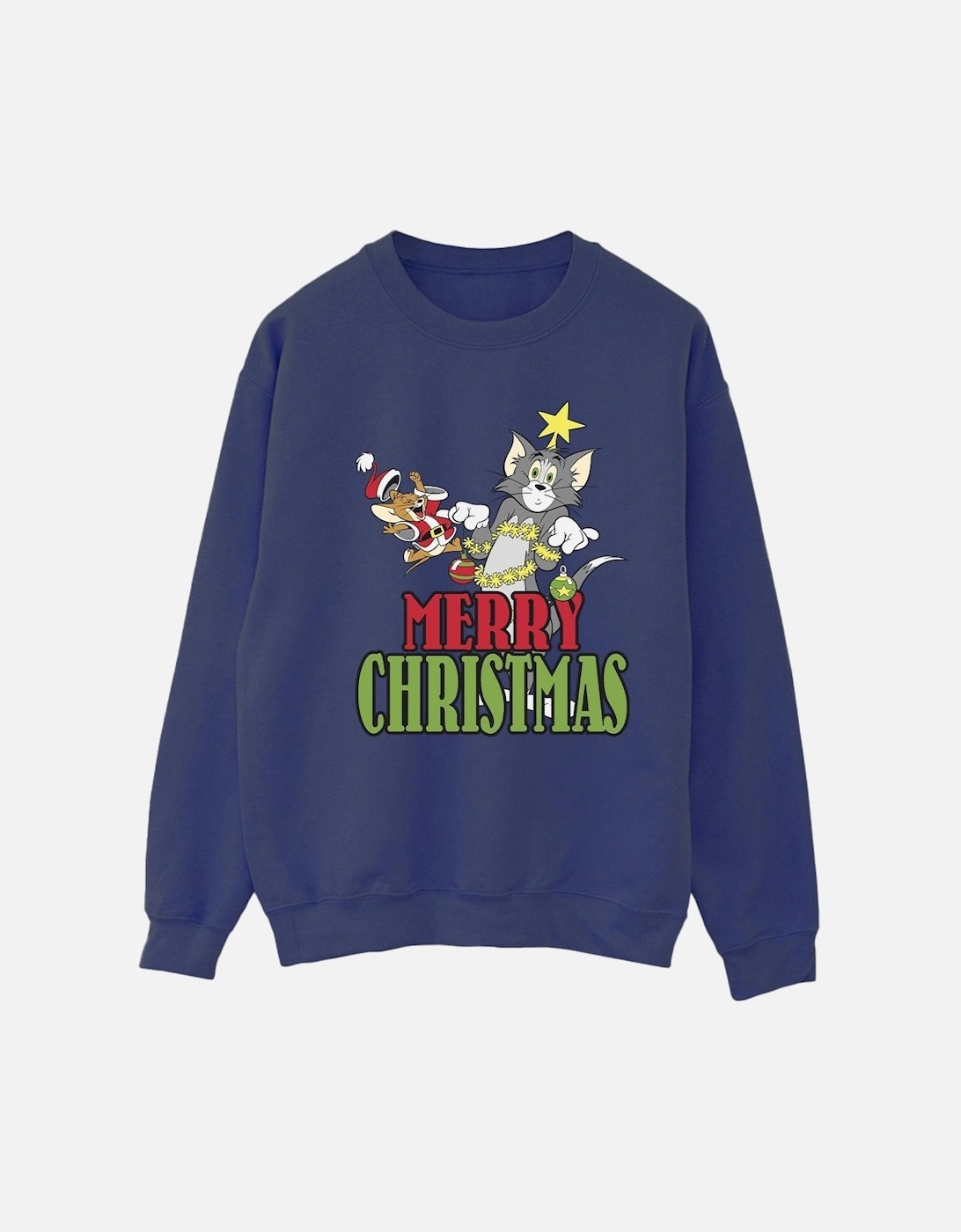 Tom And Jerry Womens/Ladies Merry Christmas Baubles Sweatshirt, 4 of 3
