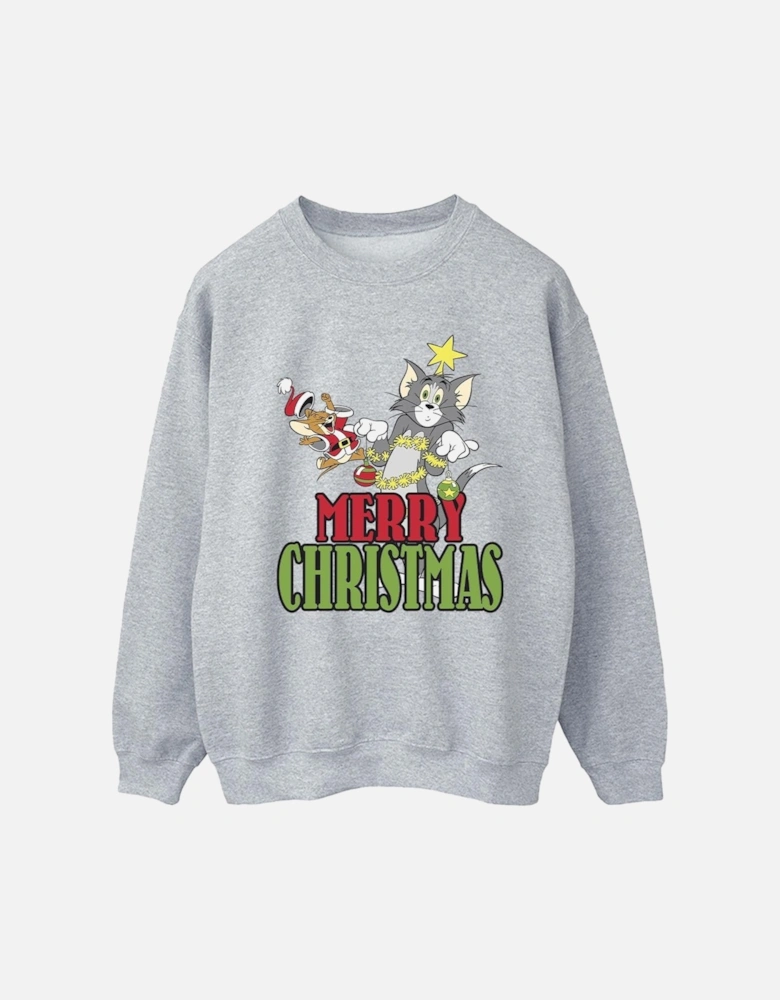 Tom And Jerry Womens/Ladies Merry Christmas Baubles Sweatshirt