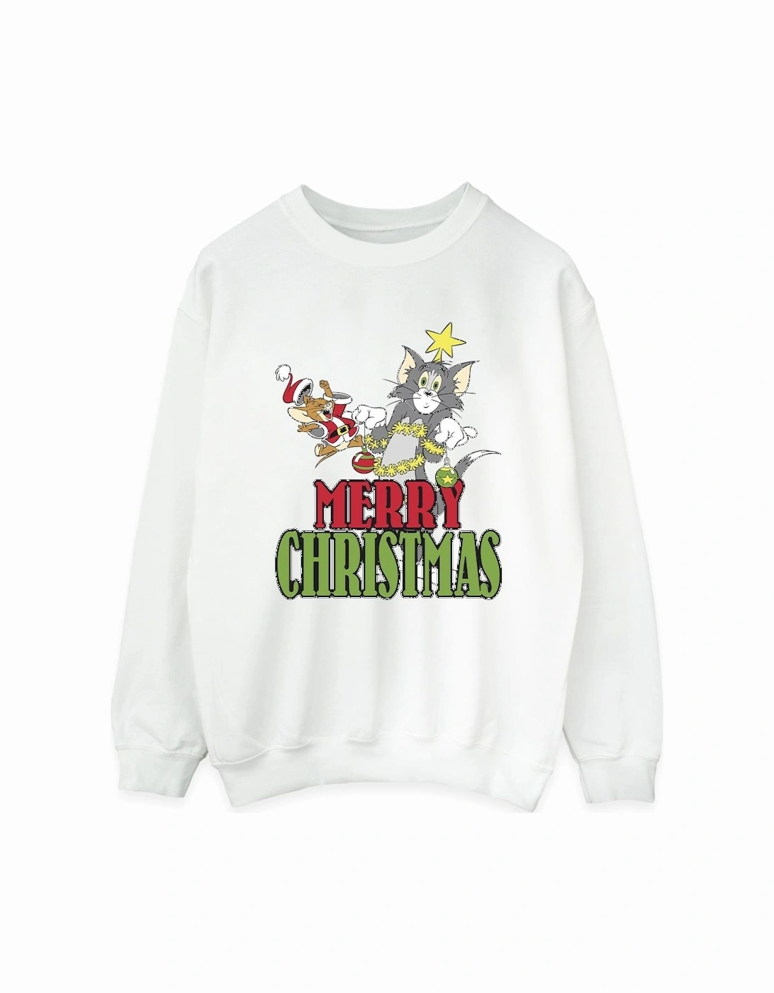 Tom And Jerry Womens/Ladies Merry Christmas Baubles Sweatshirt, 4 of 3