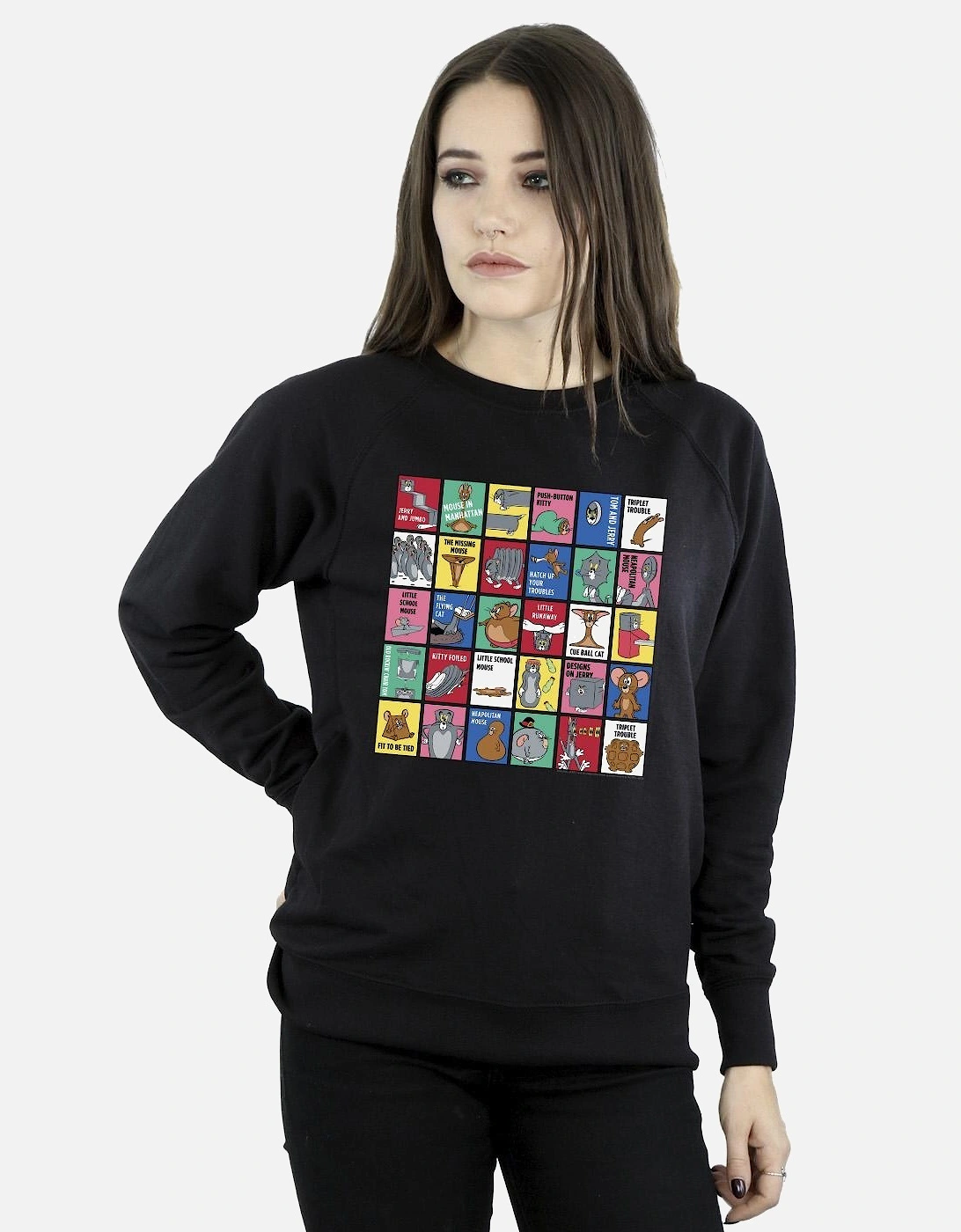 Tom And Jerry Womens/Ladies Grid Squares Sweatshirt, 4 of 3