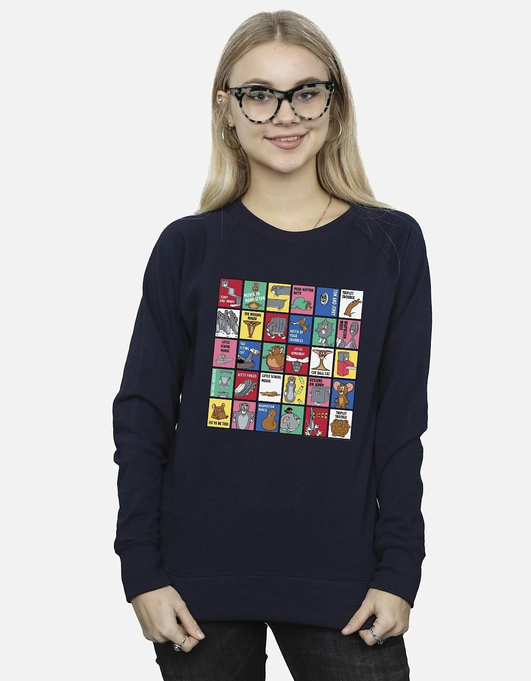 Tom And Jerry Womens/Ladies Grid Squares Sweatshirt
