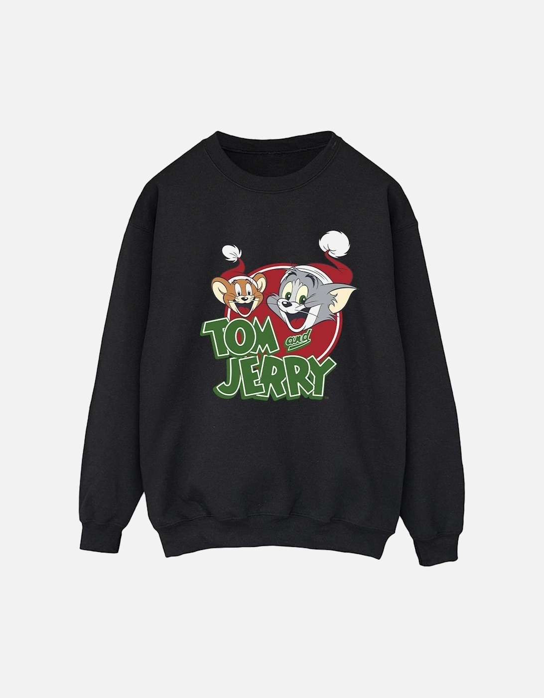 Tom And Jerry Womens/Ladies Christmas Hat Logo Sweatshirt, 4 of 3