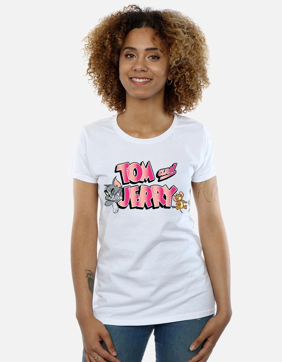 Tom And Jerry Womens/Ladies Gradient Logo Cotton T-Shirt