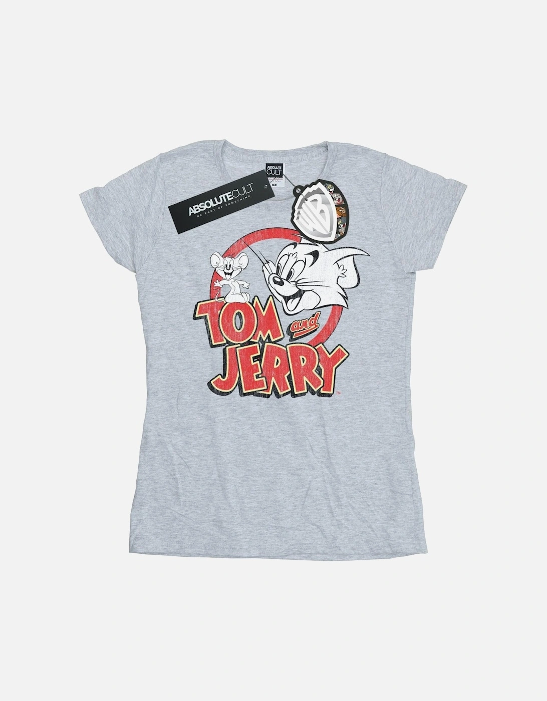 Tom And Jerry Womens/Ladies Distressed Logo Cotton T-Shirt, 4 of 3