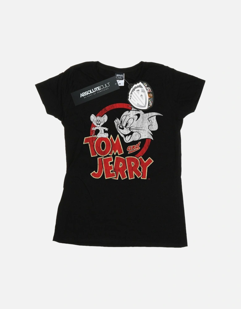 Tom And Jerry Womens/Ladies Distressed Logo Cotton T-Shirt