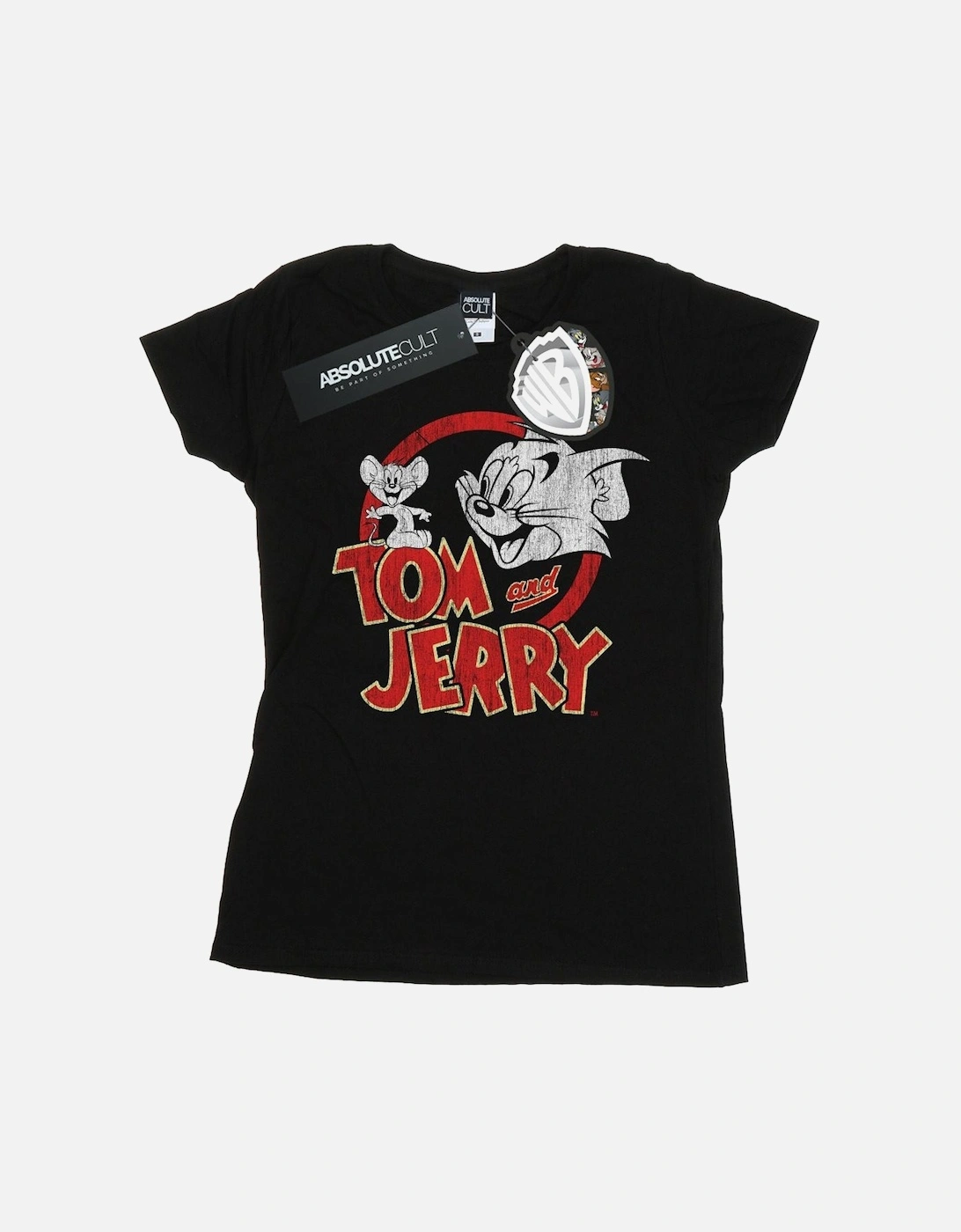 Tom And Jerry Womens/Ladies Distressed Logo Cotton T-Shirt, 4 of 3