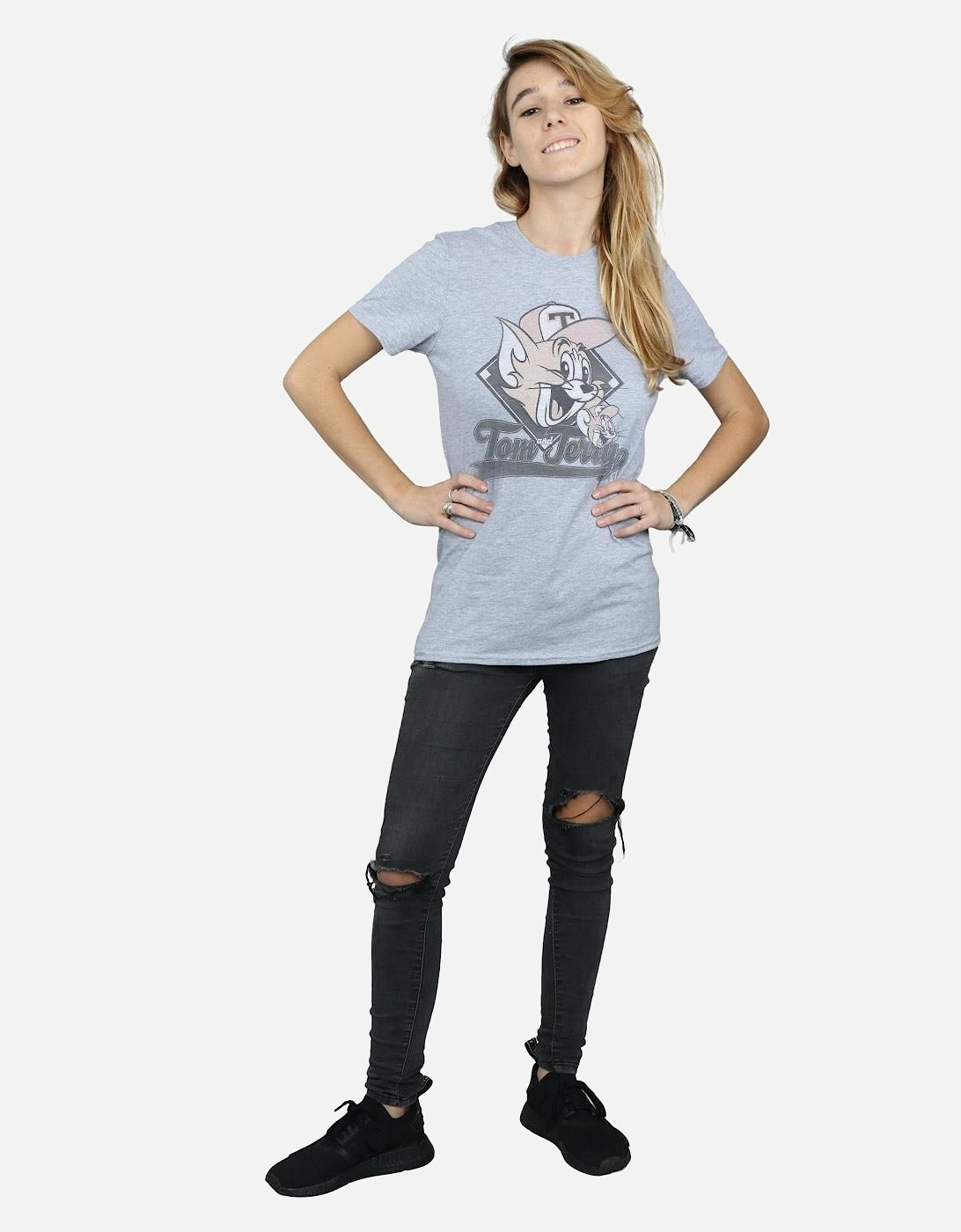 Tom And Jerry Womens/Ladies Baseball Caps Cotton Boyfriend T-Shirt