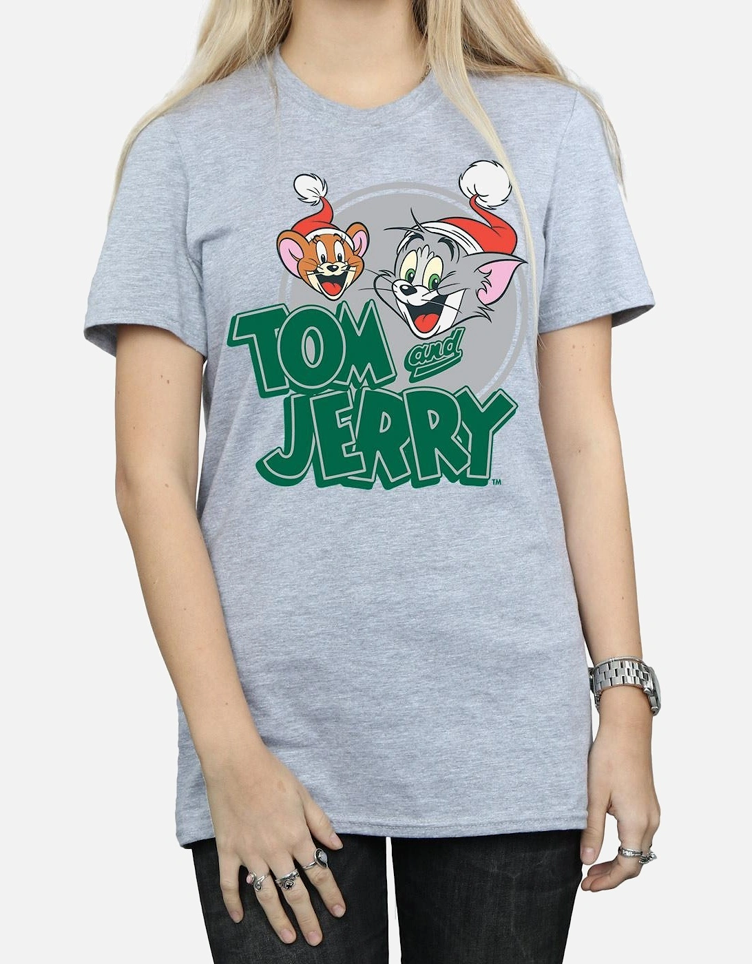 Tom And Jerry Womens/Ladies Christmas Greetings Cotton Boyfriend T-Shirt