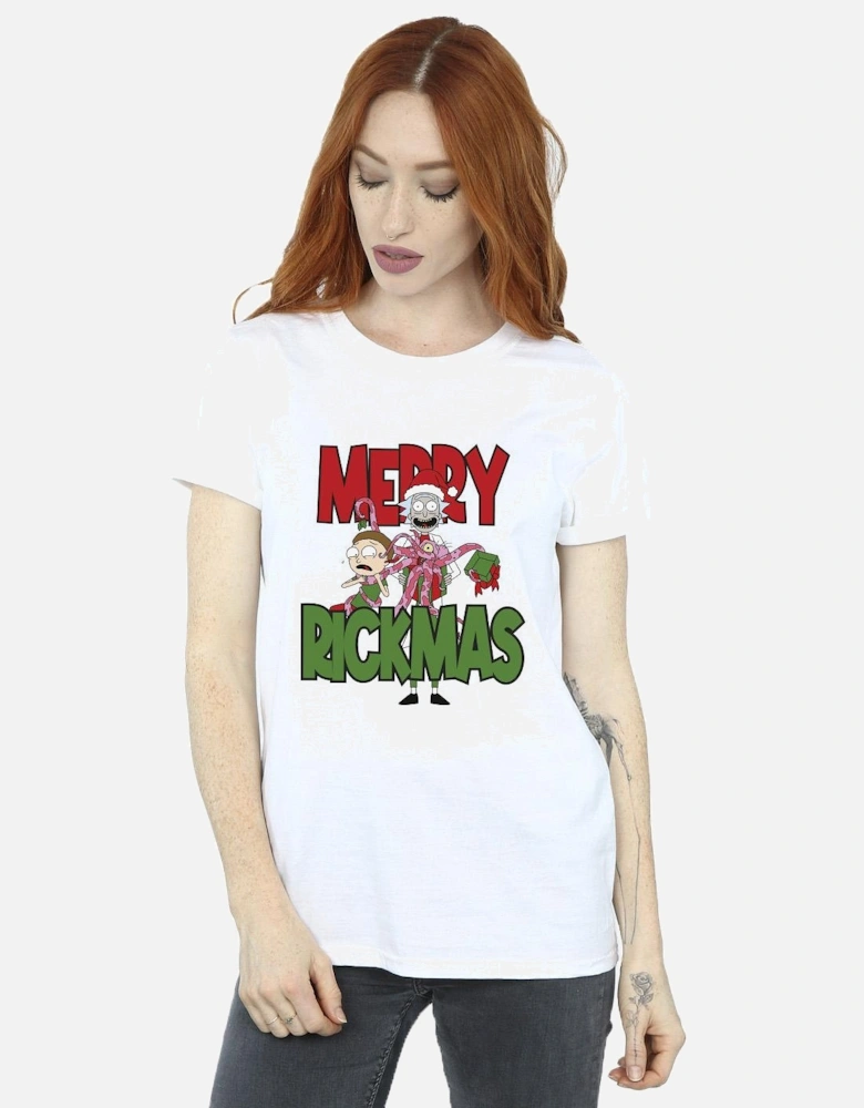 Womens/Ladies Merry Rickmas Cotton Boyfriend T-Shirt