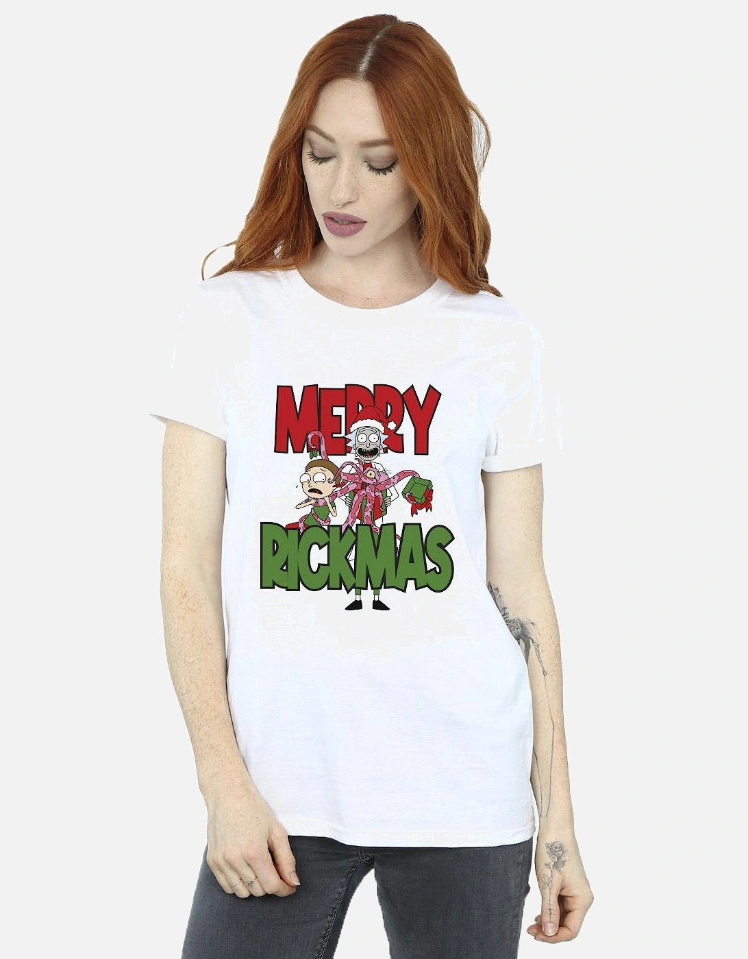 Womens/Ladies Merry Rickmas Cotton Boyfriend T-Shirt, 3 of 2