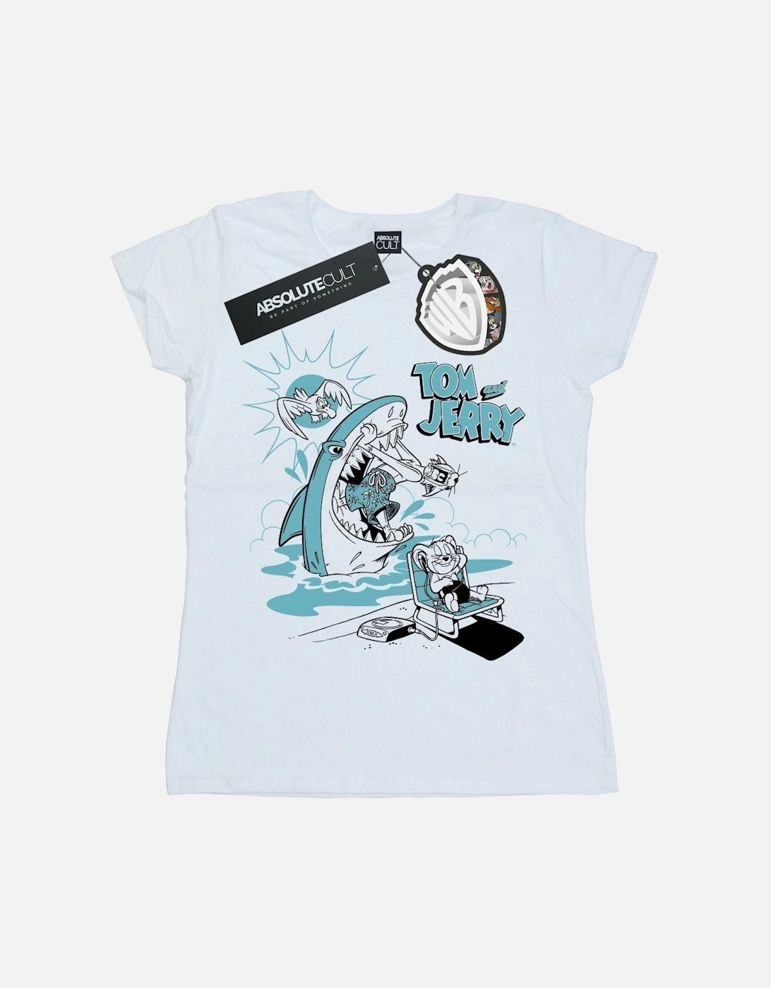 Tom And Jerry Womens/Ladies Summer Shark Cotton T-Shirt, 4 of 3