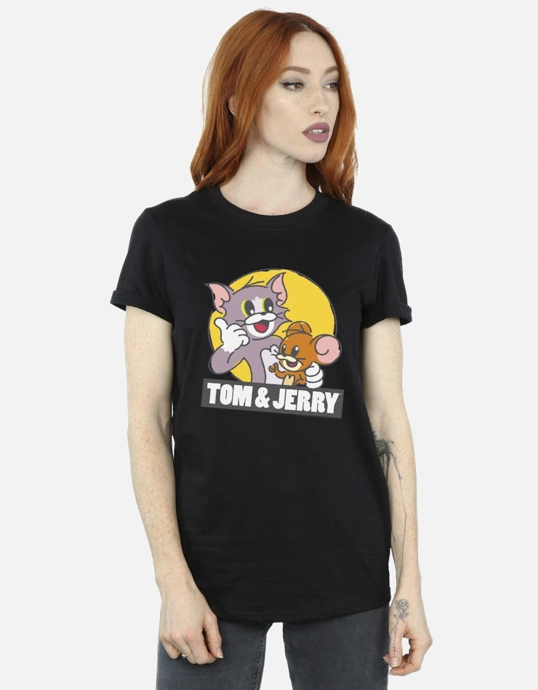 Tom And Jerry Womens/Ladies Sketch Logo Cotton Boyfriend T-Shirt
