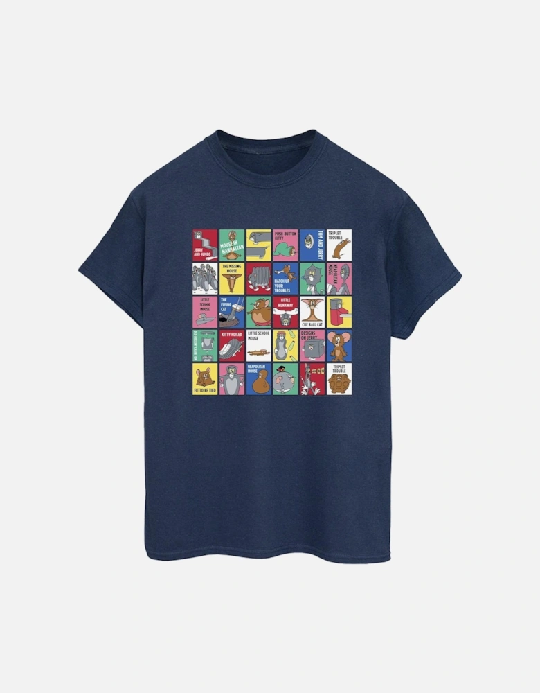 Tom And Jerry Womens/Ladies Grid Squares Cotton Boyfriend T-Shirt
