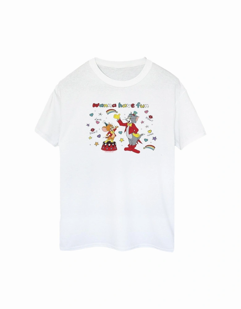 Tom And Jerry Womens/Ladies Wanna Have Fun Cotton Boyfriend T-Shirt