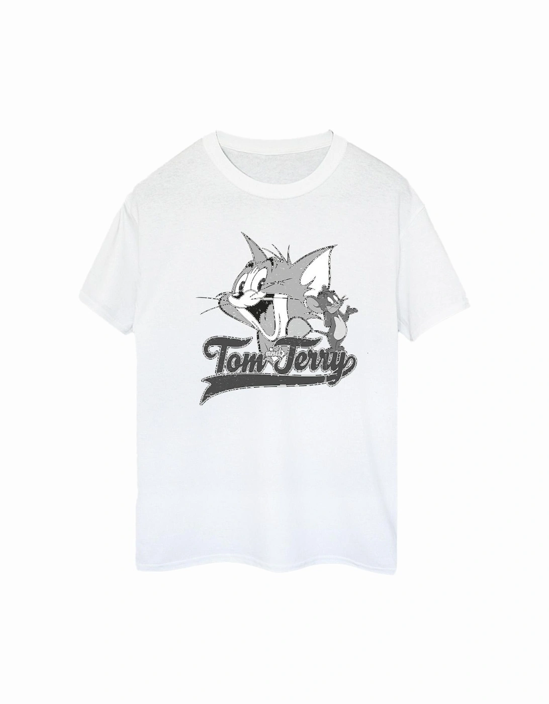 Tom And Jerry Womens/Ladies Greyscale Square Cotton Boyfriend T-Shirt, 4 of 3