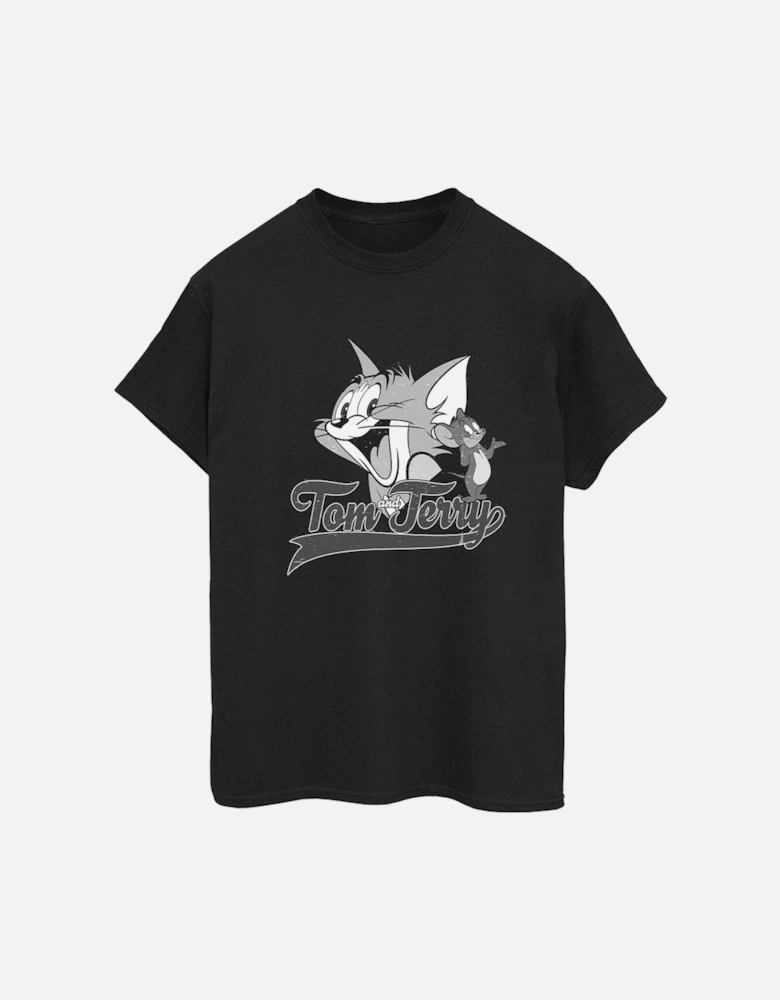Tom And Jerry Womens/Ladies Greyscale Square Cotton Boyfriend T-Shirt