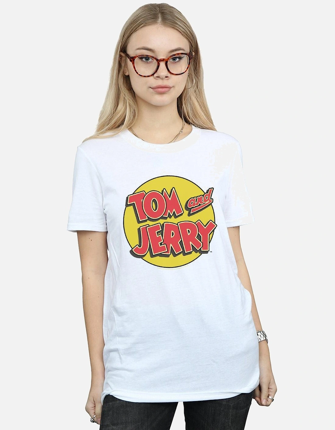 Tom And Jerry Womens/Ladies Circle Logo Cotton Boyfriend T-Shirt