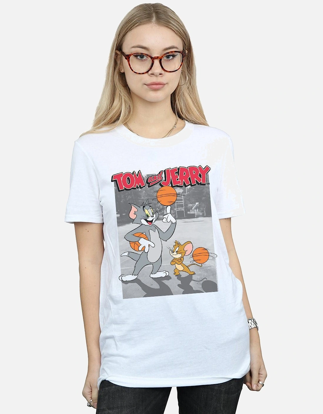 Tom And Jerry Womens/Ladies Basketball Buddies Cotton Boyfriend T-Shirt