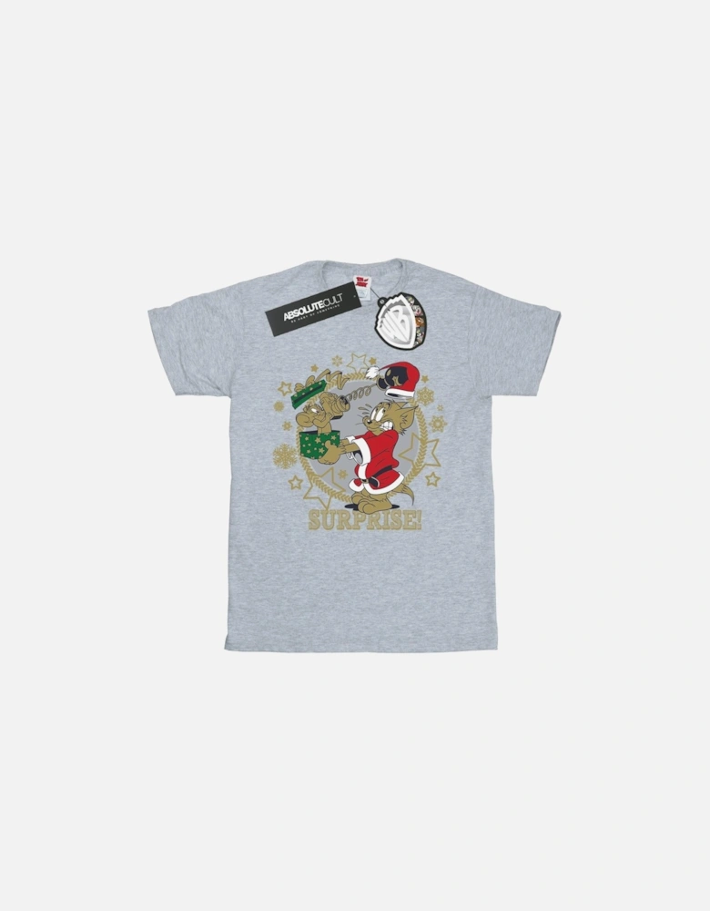 Tom And Jerry Womens/Ladies Christmas Surprise Cotton Boyfriend T-Shirt