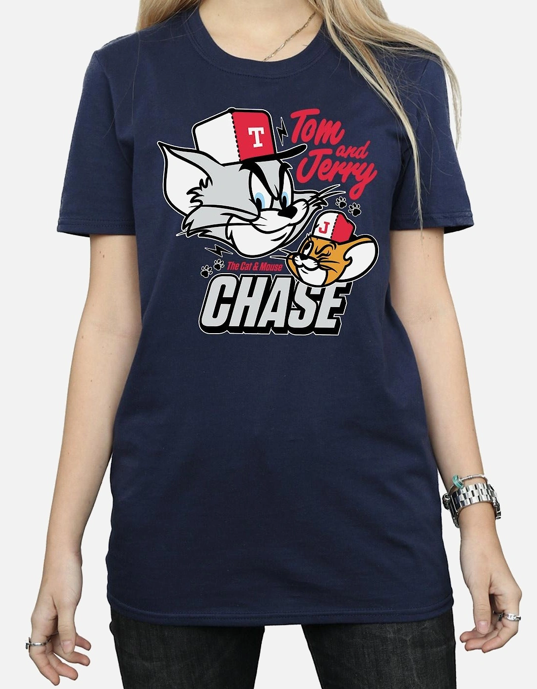 Tom And Jerry Womens/Ladies Cat & Mouse Chase Cotton Boyfriend T-Shirt