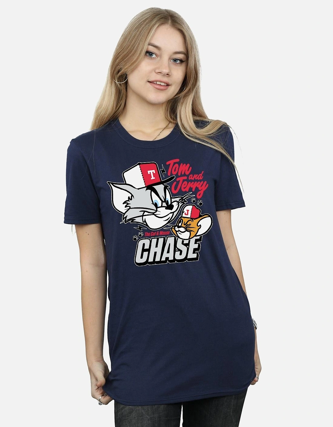 Tom And Jerry Womens/Ladies Cat & Mouse Chase Cotton Boyfriend T-Shirt