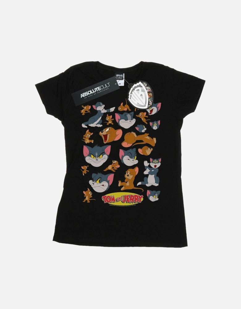 Tom And Jerry Womens/Ladies Many Faces Cotton T-Shirt