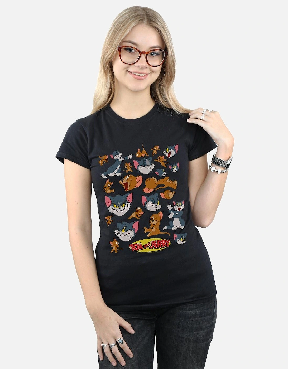 Tom And Jerry Womens/Ladies Many Faces Cotton T-Shirt