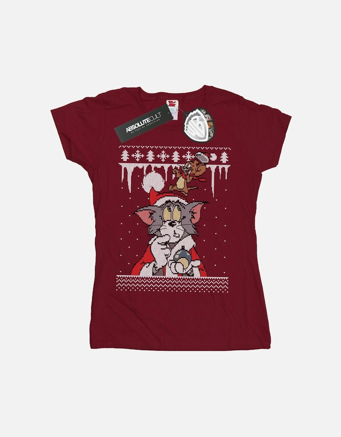 Tom And Jerry Womens/Ladies Christmas Fair Isle Cotton T-Shirt, 6 of 5