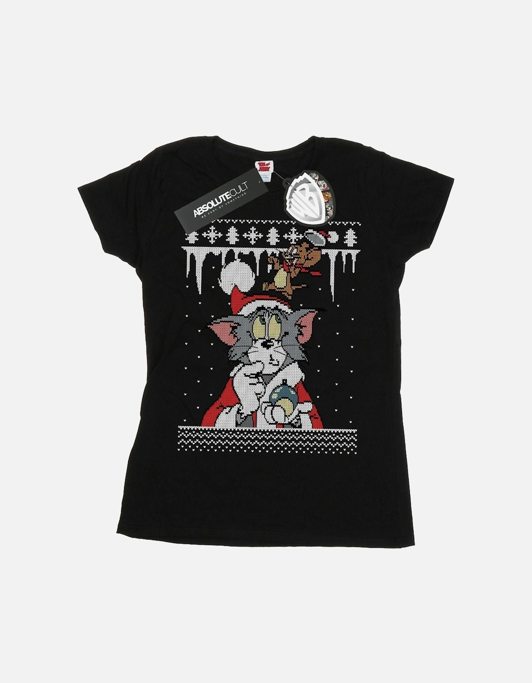 Tom And Jerry Womens/Ladies Christmas Fair Isle Cotton T-Shirt, 6 of 5