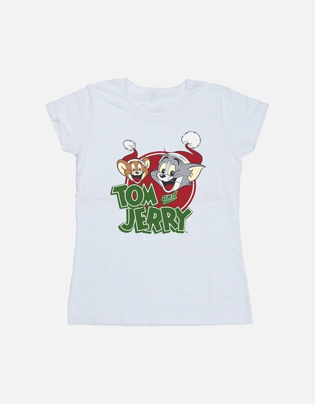 Tom And Jerry Womens/Ladies Christmas Hat Logo Cotton T-Shirt, 4 of 3