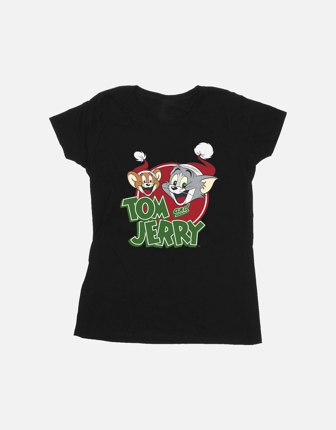 Tom And Jerry Womens/Ladies Christmas Hat Logo Cotton T-Shirt, 4 of 3