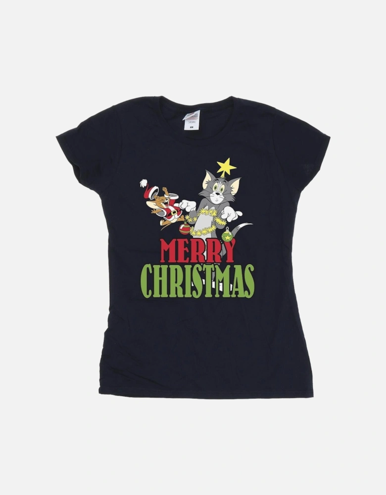 Tom And Jerry Womens/Ladies Merry Christmas Baubles Cotton T-Shirt