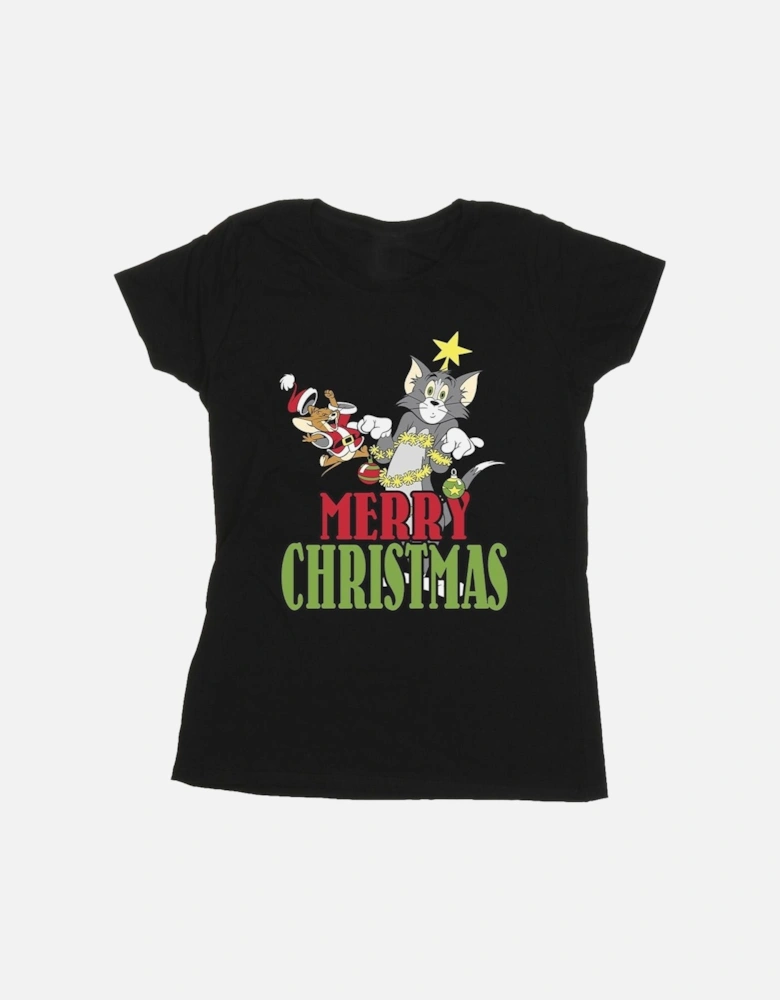 Tom And Jerry Womens/Ladies Merry Christmas Baubles Cotton T-Shirt