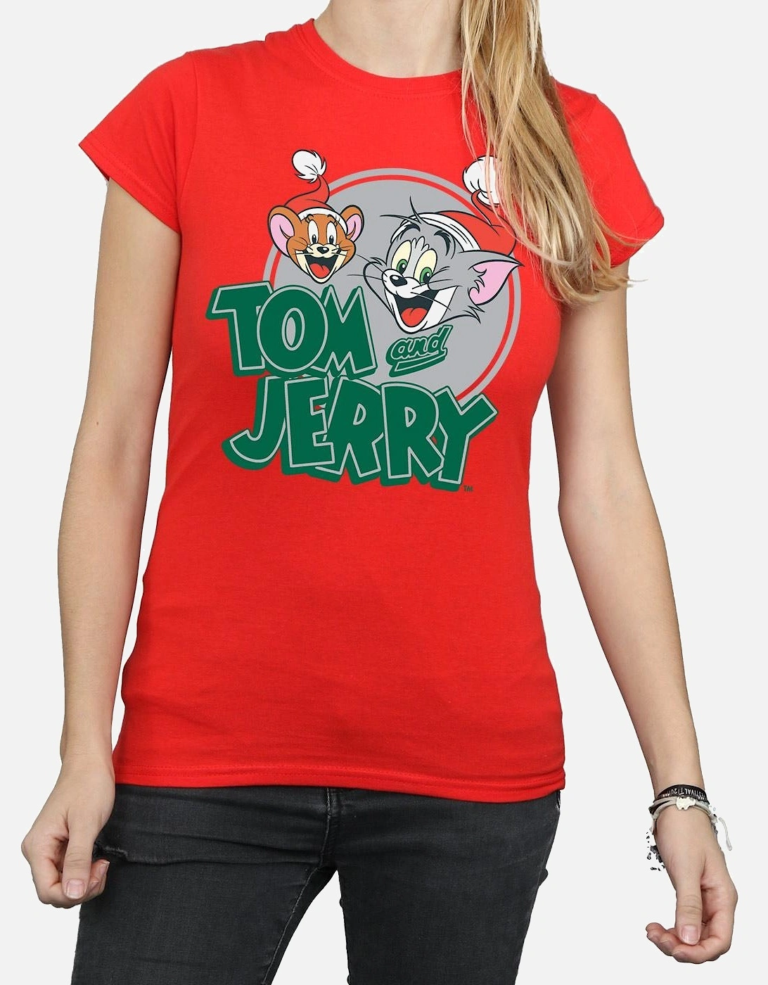Tom And Jerry Womens/Ladies Christmas Greetings Cotton T-Shirt