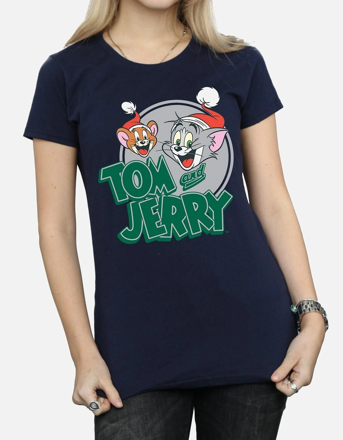 Tom And Jerry Womens/Ladies Christmas Greetings Cotton T-Shirt