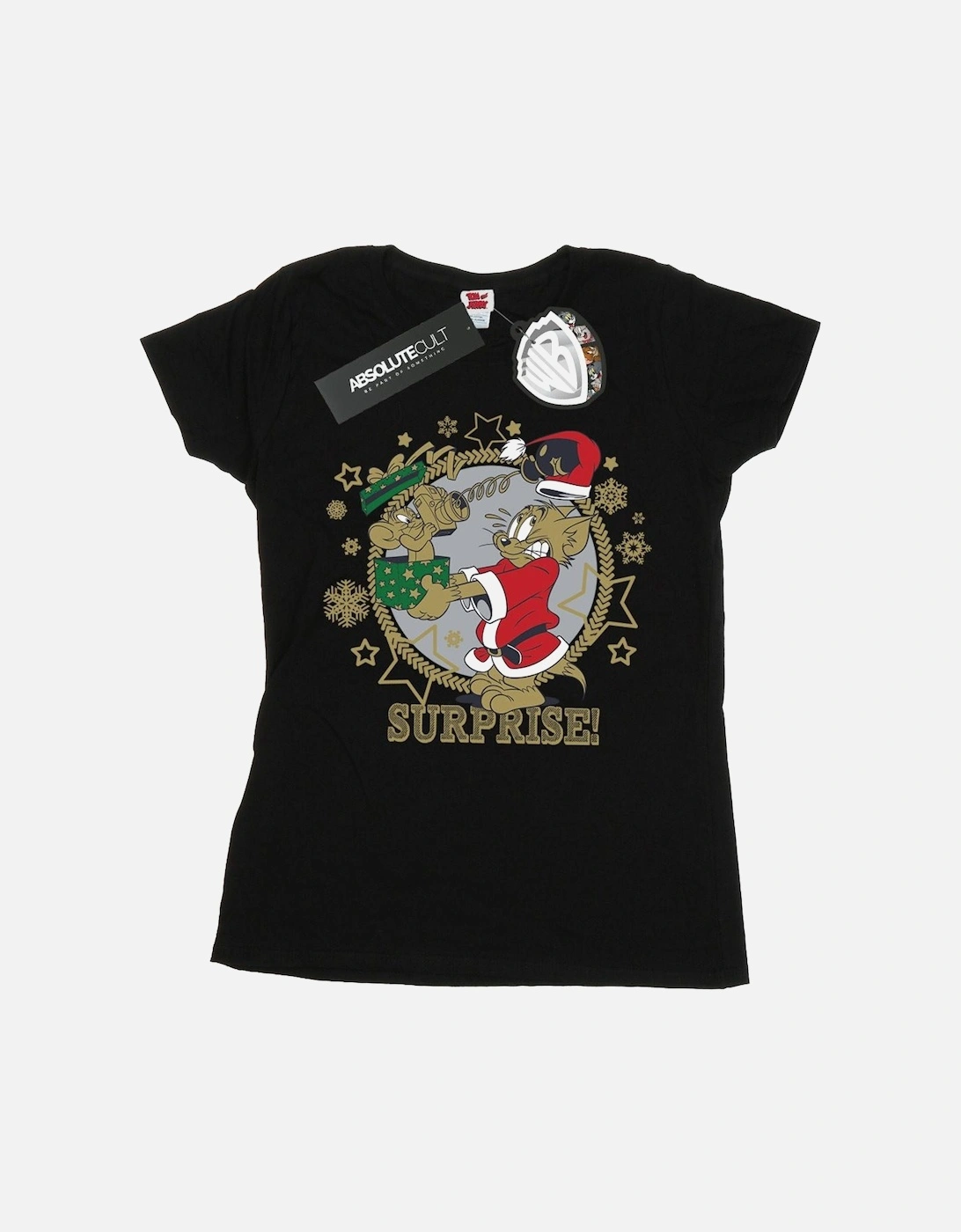 Tom And Jerry Womens/Ladies Christmas Surprise Cotton T-Shirt, 6 of 5