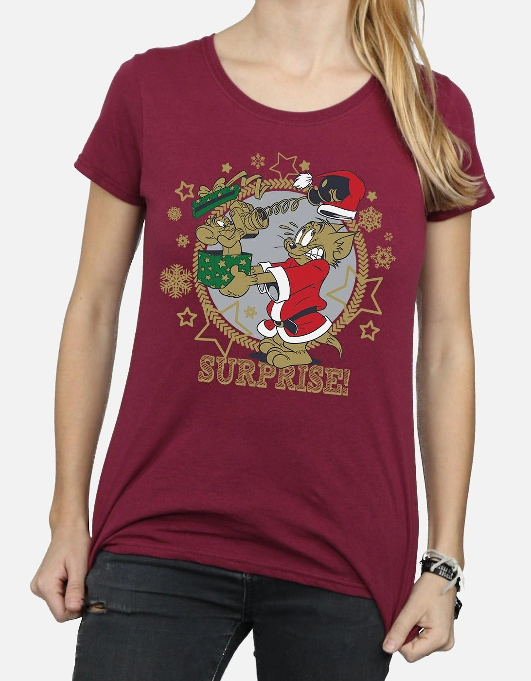 Tom And Jerry Womens/Ladies Christmas Surprise Cotton T-Shirt