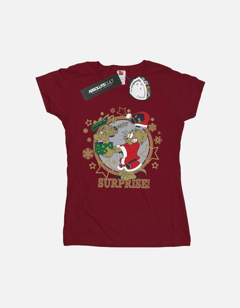 Tom And Jerry Womens/Ladies Christmas Surprise Cotton T-Shirt