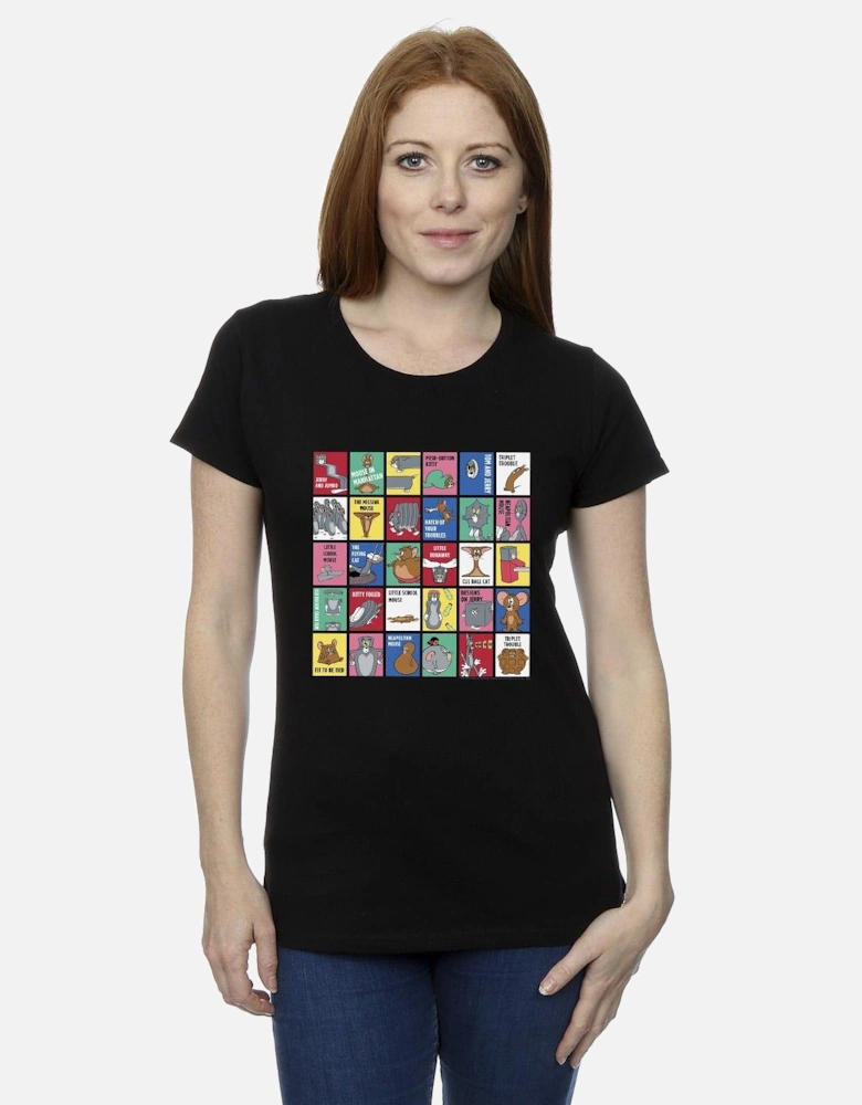 Tom And Jerry Womens/Ladies Grid Squares Cotton T-Shirt