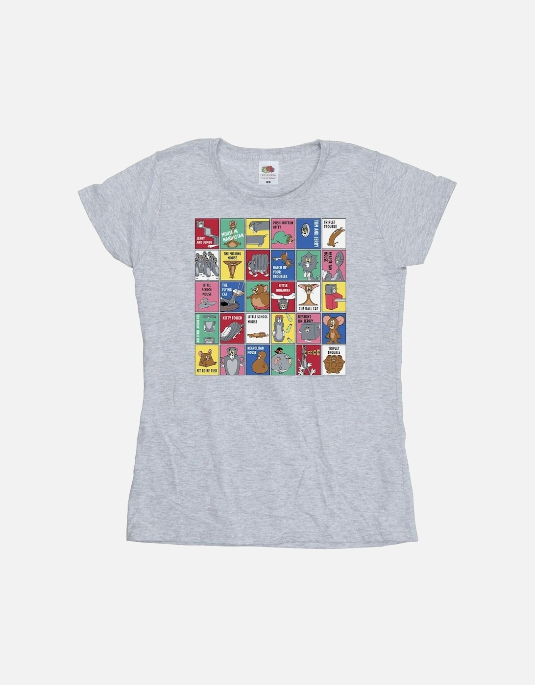 Tom And Jerry Womens/Ladies Grid Squares Cotton T-Shirt, 3 of 2