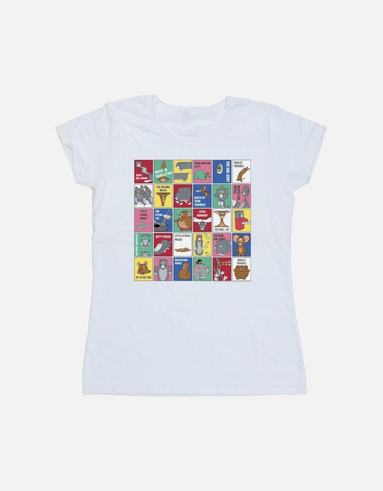 Tom And Jerry Womens/Ladies Grid Squares Cotton T-Shirt
