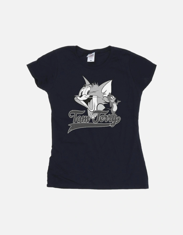 Tom And Jerry Womens/Ladies Greyscale Square Cotton T-Shirt