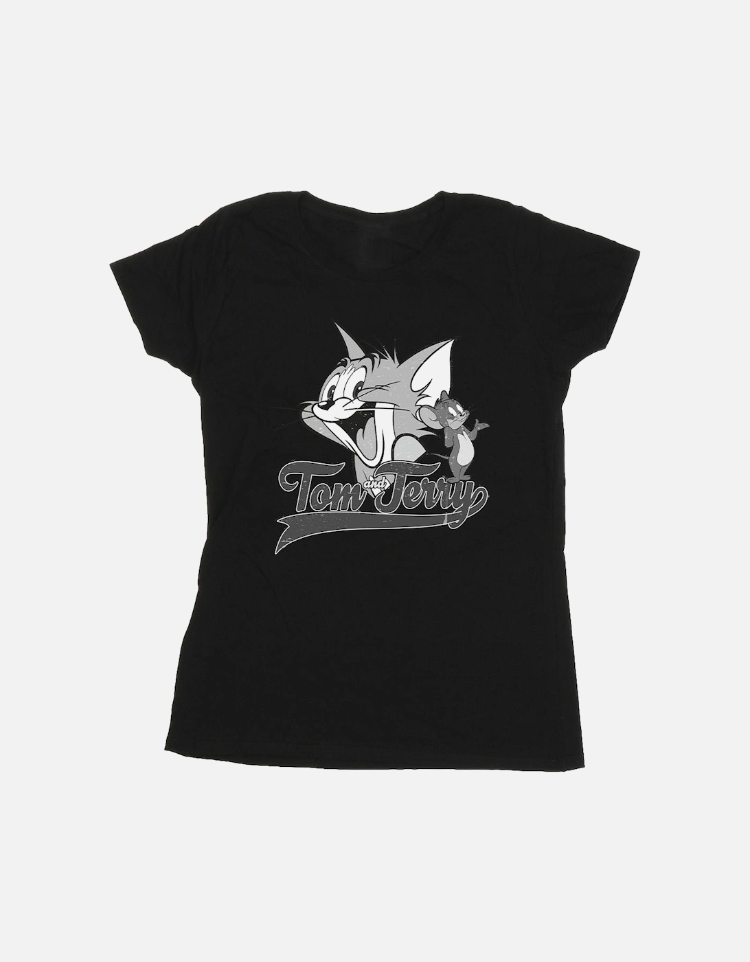 Tom And Jerry Womens/Ladies Greyscale Square Cotton T-Shirt, 4 of 3