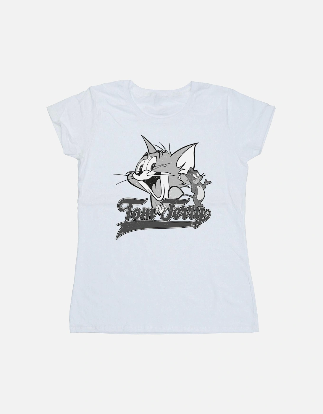 Tom And Jerry Womens/Ladies Greyscale Square Cotton T-Shirt, 4 of 3