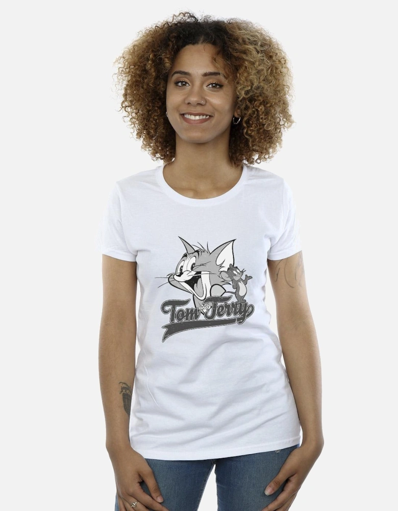 Tom And Jerry Womens/Ladies Greyscale Square Cotton T-Shirt