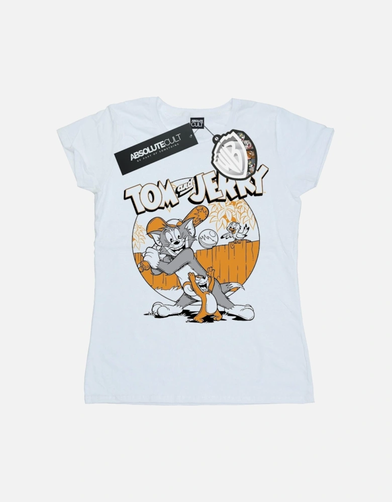 Tom And Jerry Womens/Ladies Play Baseball Cotton T-Shirt