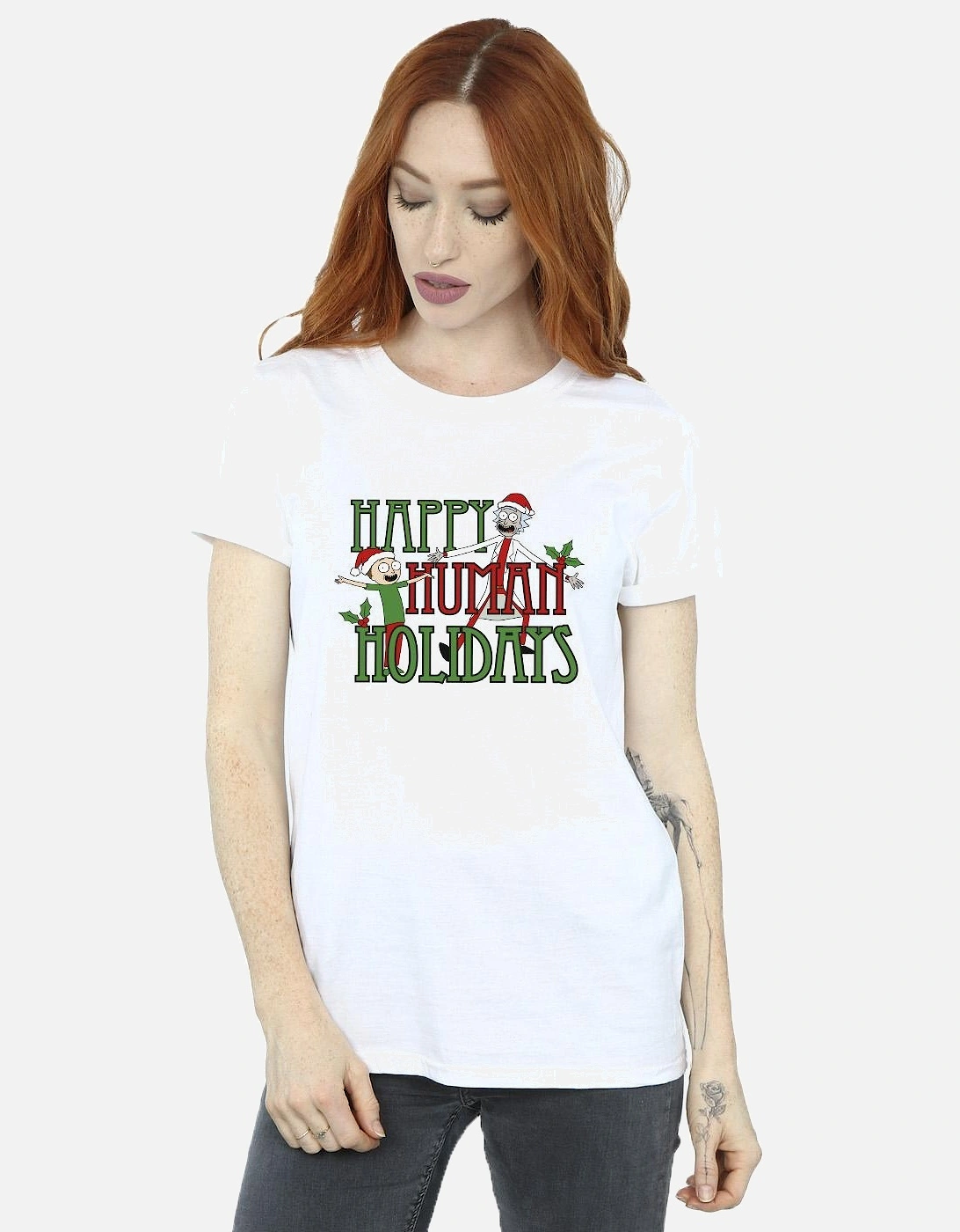 Womens/Ladies Happy Human Holidays Cotton Boyfriend T-Shirt, 3 of 2