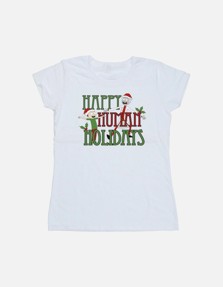 Womens/Ladies Happy Human Holidays Cotton T-Shirt