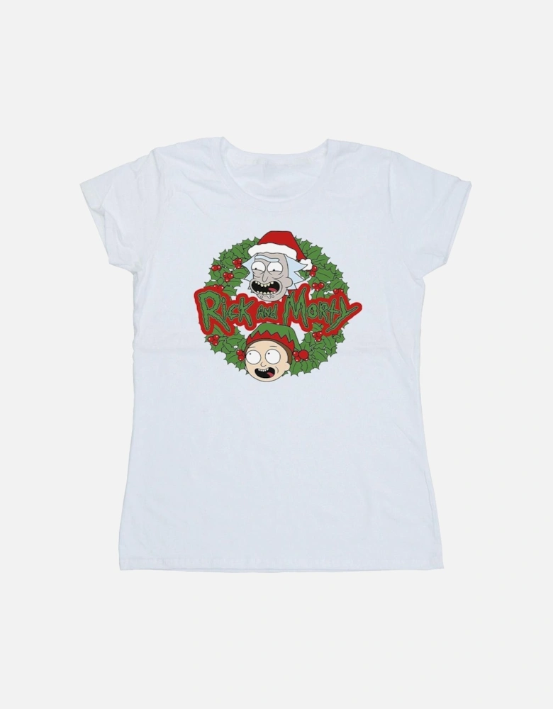 Womens/Ladies Christmas Wreath Cotton T-Shirt