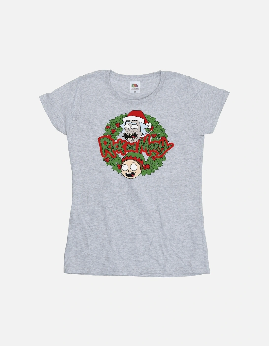 Womens/Ladies Christmas Wreath Cotton T-Shirt, 4 of 3